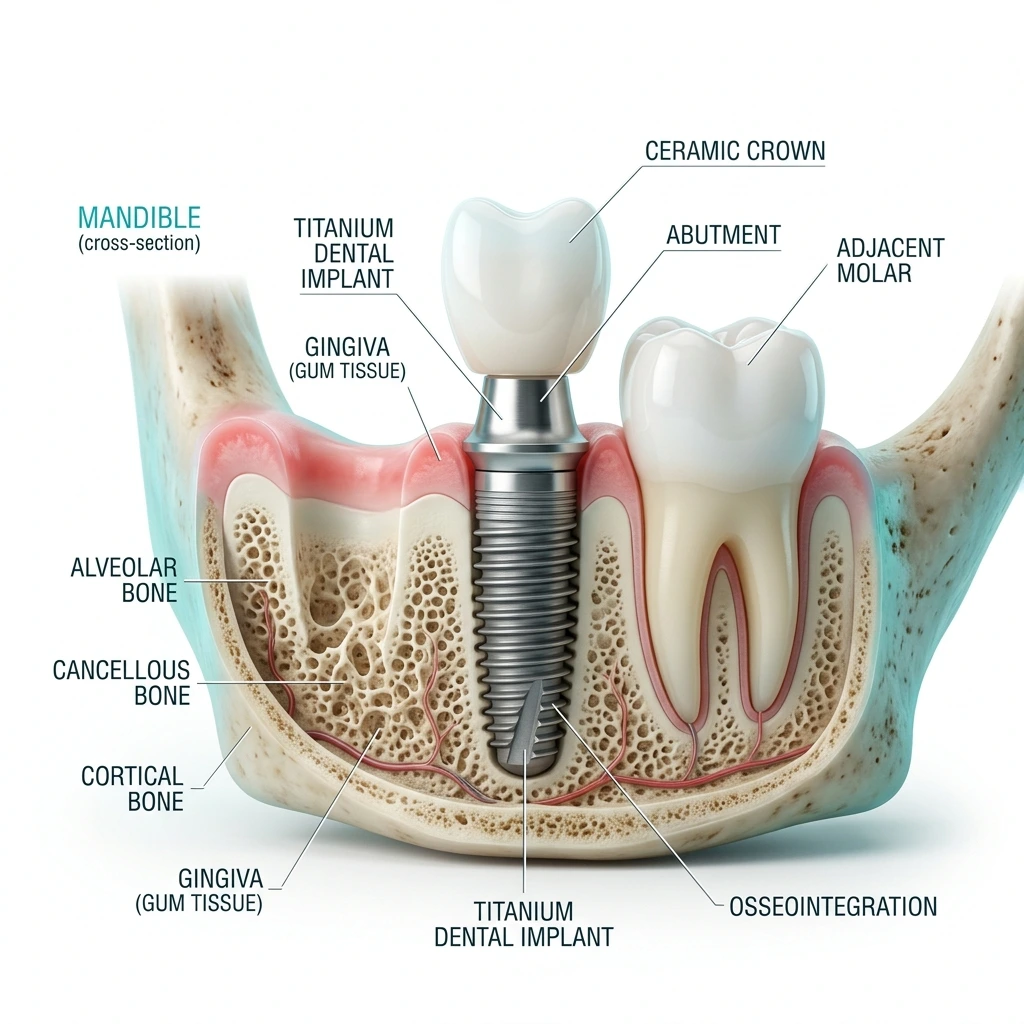 Dental implants treatment illustration